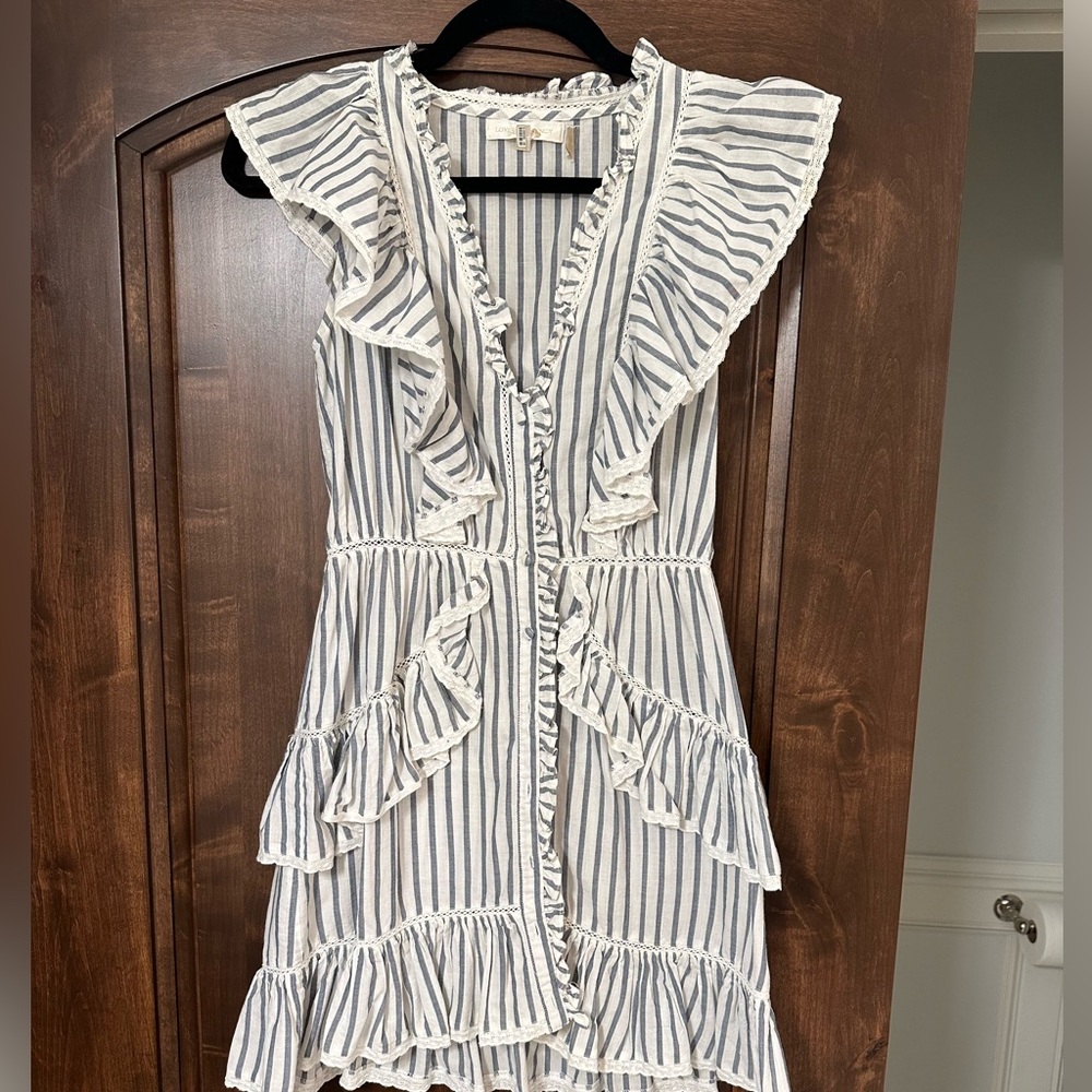 LOVE SHACK FANCY 💕 Blue and white striped ruffle dress